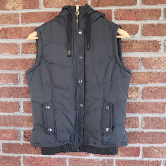 american eagle vest * hooded * size small * black - Picture 8 of 14